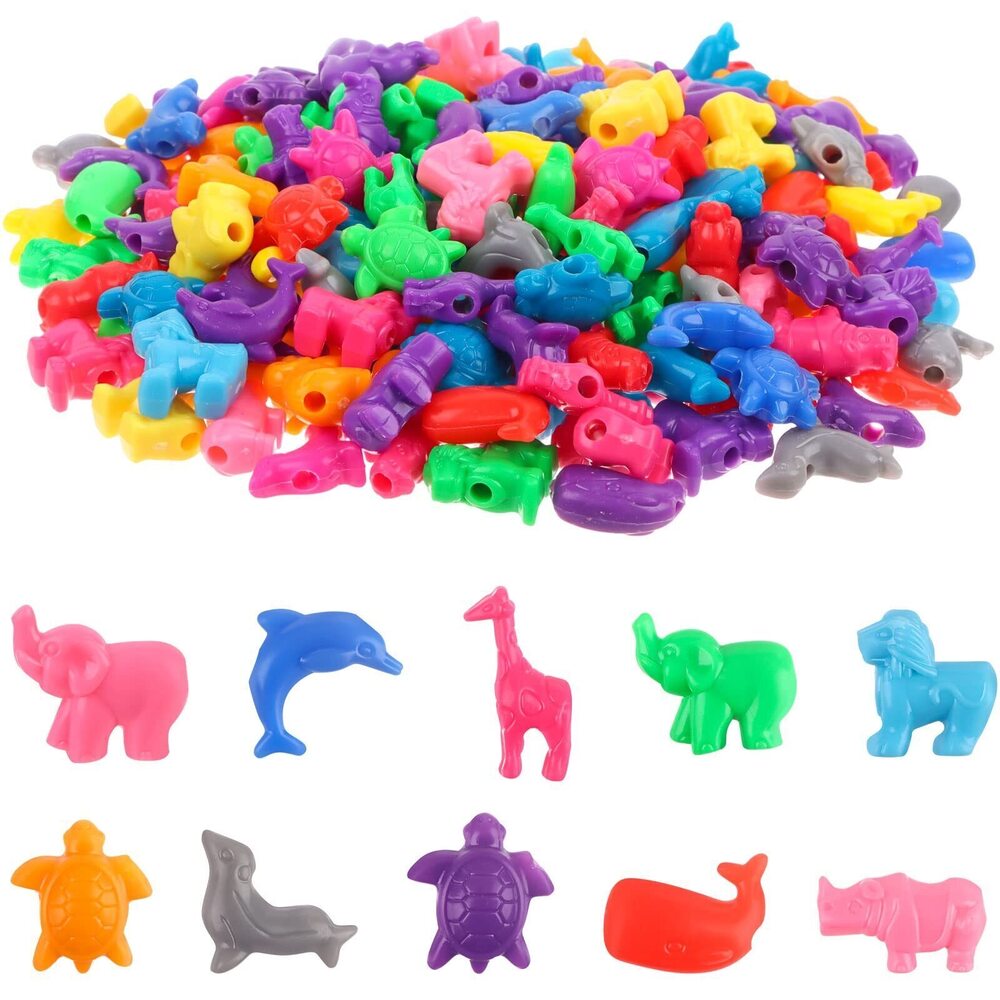 4869 400 Pcs Colorful Animal Plastic Craft Beads for DIY Jewelry Making
